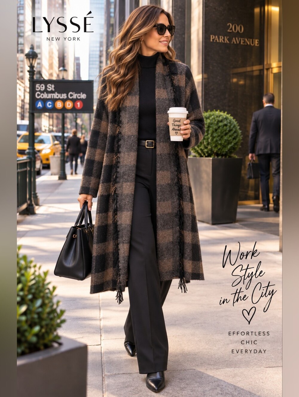 NWT LYSSÉ New York Reversible Plaid Long Cardigan Duster XXS/XS